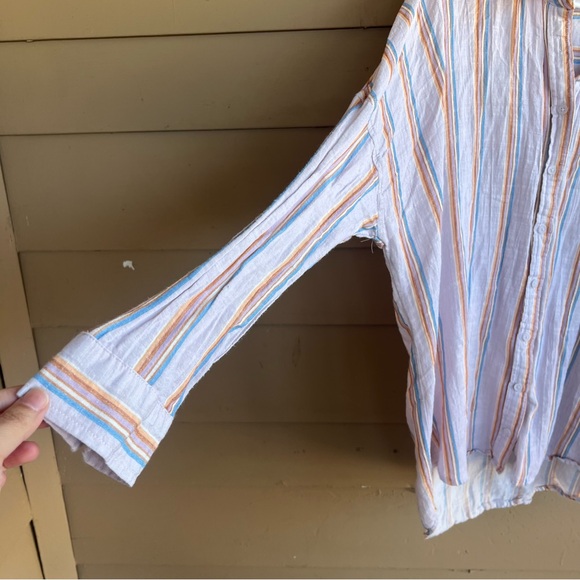 Wild Fable Cotton Striped Button-up Shirt Size L Casual Oversized Summer - Picture 3 of 4